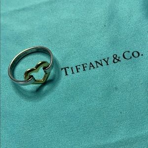 Tiffany’s gold and silver open heart ring